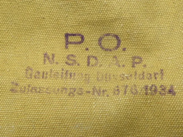 Haversack - P.O. NSDAP Gauleitung Düsseldorf with approval number 873 from 1934