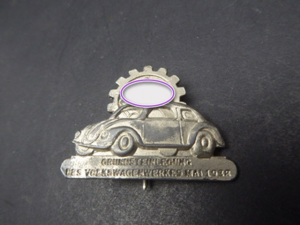 Abzeichen VW - Grundsteinlegung des Volkswagenwerkes 1938