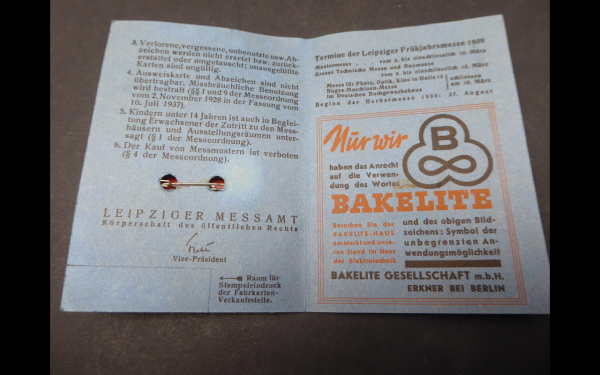 Badge + ID Leipzig Spring Fair 1939, matching numbers