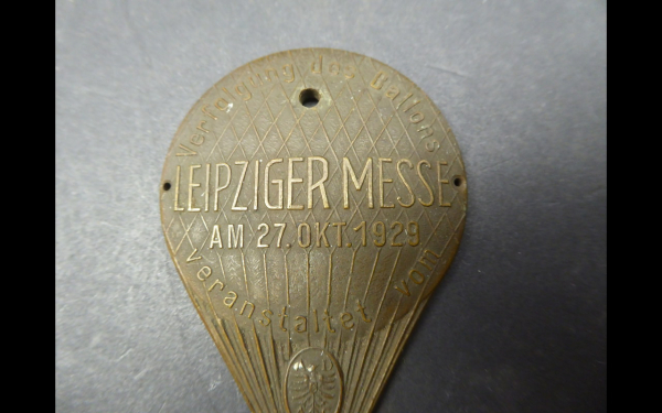 Badge - pursuit of the balloon - Leipziger Messe 1929, Motorsportclub Mühlhausen / Thür. MCM