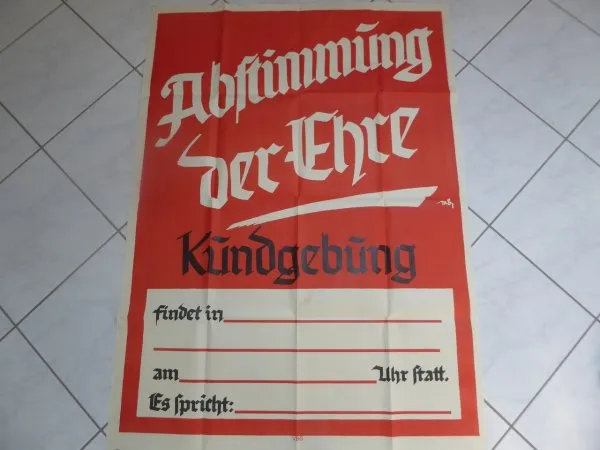 Großes Plakat "Abstimmung der Ehre" Kundgebung