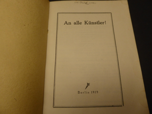 Buch - An alle Künstler! 1. Auflage von 1919 - Illustration Max Pechstein