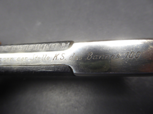 Hitler Youth knife / dagger with motto and manufacturer Puma, handle engraved Bann 100 (Dresden-Stadt)