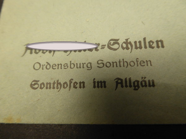 Briefumschlag - AH Schulen Ordensburg Sonthofen, gelaufen