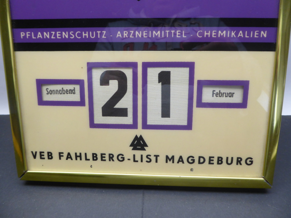 GDR advertising calendar / perpetual calendar - VEB Fahlberg - List Magdeburg