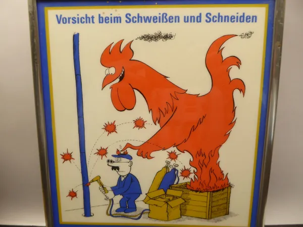 DDR Werbekalender / Ewiger Kalender - Staatliche Versicherung der DDR - Vorsicht beim Schweißen und Schneiden