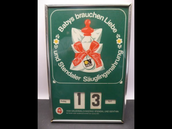GDR advertising calendar / perpetual calendar - VEB permanent milk works Stendal and Genthin