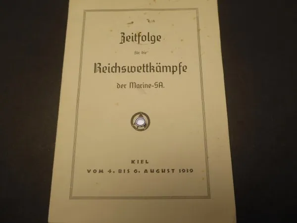 Heft - Zeitfolge für die Reichswettkämpfe der Marine SA, Kiel 1939