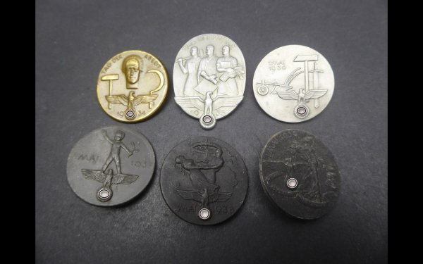 6 badges - May Day / Labor Day from 1934-1939