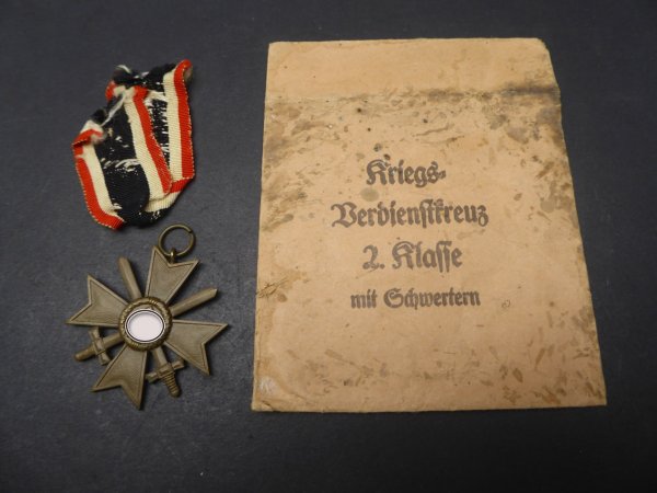KVK War Merit Cross 2nd class with swords on ribbon with large award bag Steinhauer & Lück Lüdenscheid