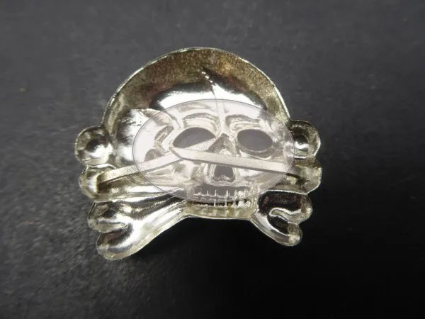 SS Totenkopf Cap Badge 1st Form - Made from silver plated brass