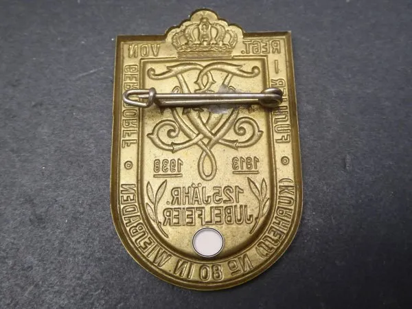 Badge - 125 years. Jubilee Fusilier - Regt. von Gersdorff No. 80 in Wiesbaden 1938