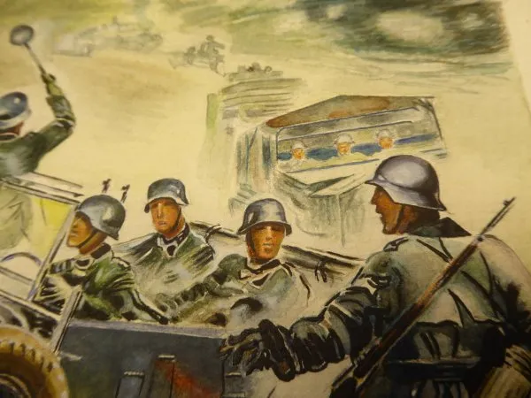 Watercolor - Wehrmacht Column + Kradmelder