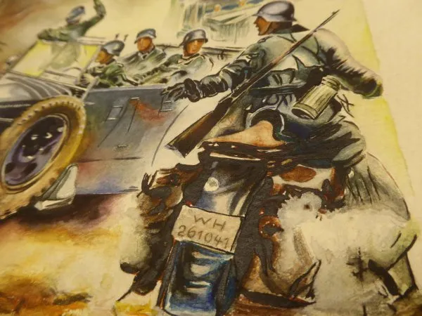 Watercolor - Wehrmacht Column + Kradmelder