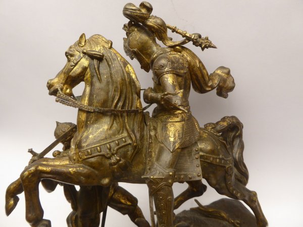 Unique Old Bronze - Fighting Knights - Crusader vs. Islamic Warrior