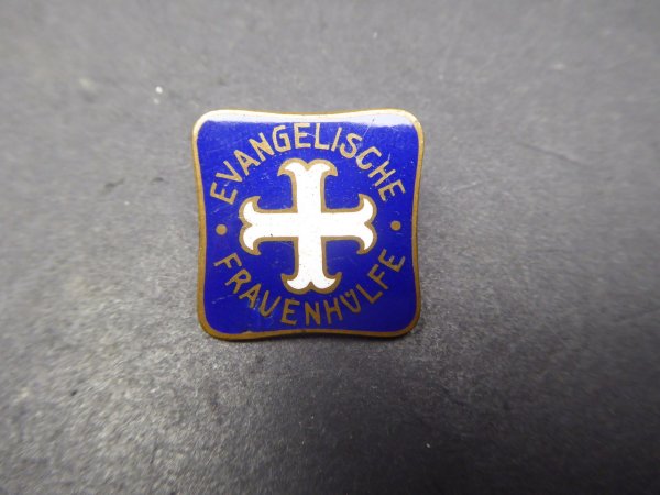 Badge - Evangelische Frauenhilfe - misspelled "Frauenhülfe" with manufacturer