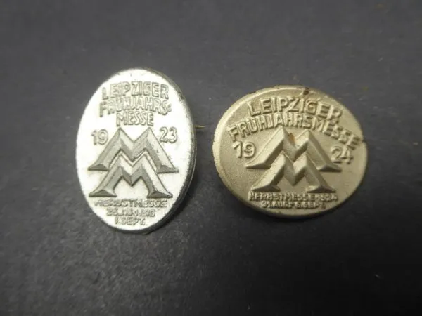 2x Abzeichen - Leipziger Messe 1923 + 1924