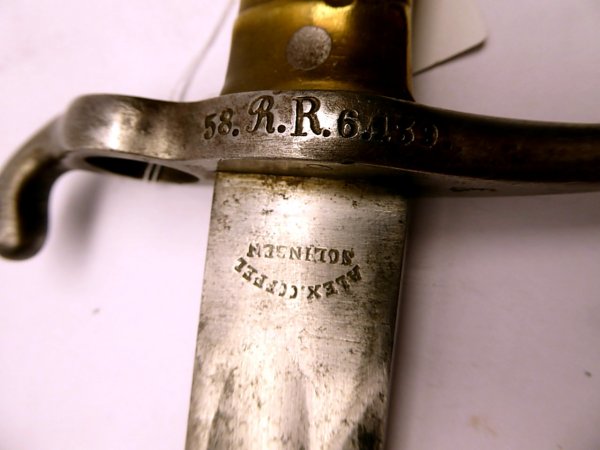 German bayonet - M1871 58.R.R.6.139. by Alex Coppel Solingen.