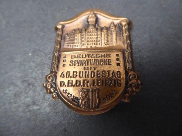 Badge - German Sports Week with 40th Bundestag of the BDR Leipzig 1923