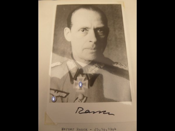 Ritterkreuzträger Generalleutnant Werner Ranck - Schreiben + Repro-Foto nach 45 mit originalen Unterschriften