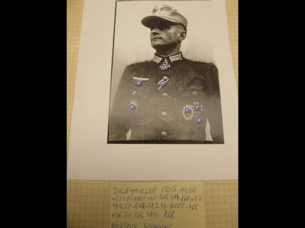 Ritterkreuzträger Major Erich Schlemminger, Repro-Foto nach 45 mit originaler Unterschrift