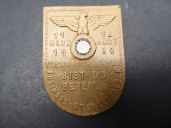 Badge - assembly wave Are you ready ... Rheingau St. Goarshausen 1939