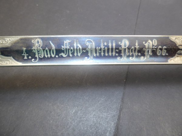 Säbel mit dreifacher Klingenätzung 4.Bad.Feld-Artill.-Rgt.No 66
