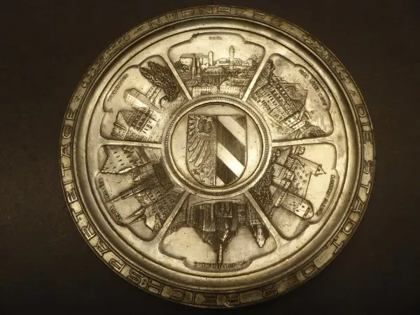 Pewter Plate Nuremberg "The City of the Nazi Party Rallies"