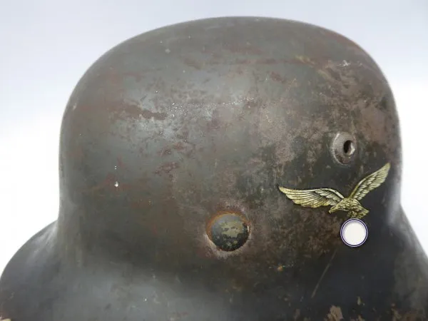 LW Luftwaffe - Stahlhelm M35 mit Doppelembleme - unberührter Dachbodenfund