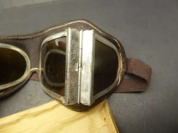 Aviator goggles / motorcycle goggles with wrapping paper from a hoard find