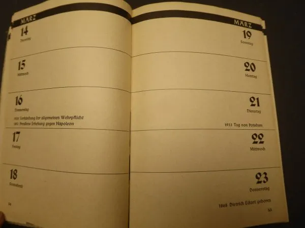 Calendar - Jungvolk yearbook 1939