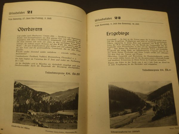 KdF Urlaubsfahrten 1936 - Kraft durch Freude -  Gau Württemberg / Hohenzollern