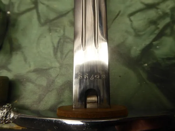 NVA dagger with three-hole hanger in box - matching numbers