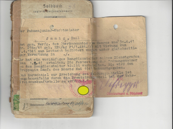 German Army Pay book of a flag junker - sergeant / lieutenant, Crimean shield award
