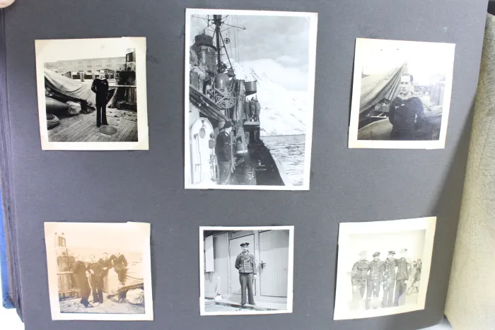 Photo albums belonging to a naval soldier on a submarine, torpedo boat Jaguar, and submarine escort vessel Saar