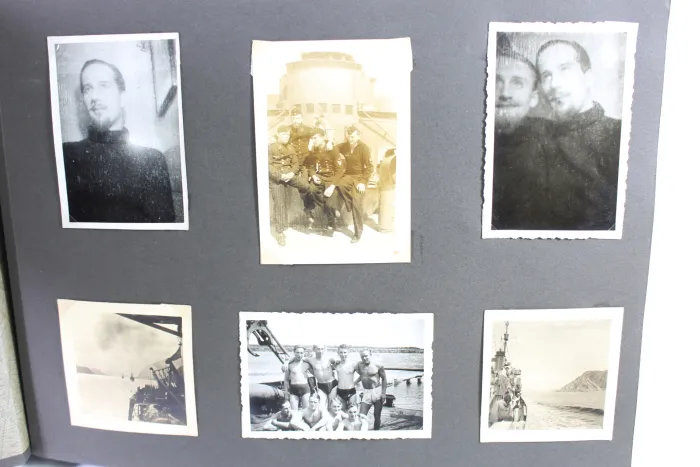 Photo albums belonging to a naval soldier on a submarine, torpedo boat Jaguar, and submarine escort vessel Saar