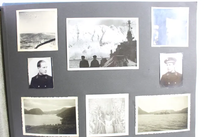 Photo albums belonging to a naval soldier on a submarine, torpedo boat Jaguar, and submarine escort vessel Saar