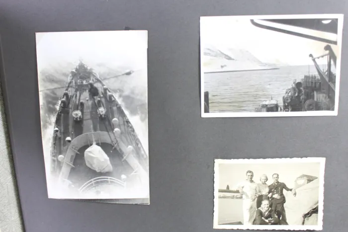Photo albums belonging to a naval soldier on a submarine, torpedo boat Jaguar, and submarine escort vessel Saar