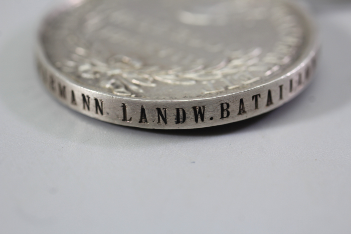 Originale Waterloo - Medaille Soldat Christoph Schwarmann Landw. Bataillon Verden