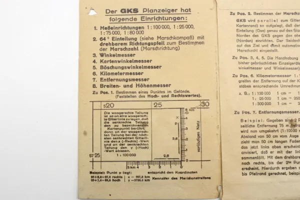 Ww2 Wehrmacht GKS Plananzeiger Model E mit Beschreibung und original Verpackung für Wehr und Geländedienst