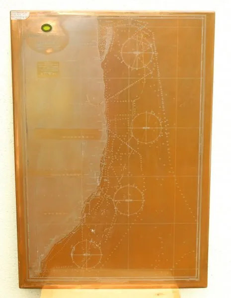 Extremely rare large printing plate for Wehrmacht nautical charts, large fish bay to Guano Huk, Africa 106 x 74 cm