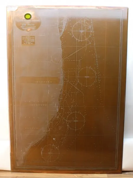 Extremely rare large printing plate for Wehrmacht nautical charts, large fish bay to Guano Huk, Africa 106 x 74 cm