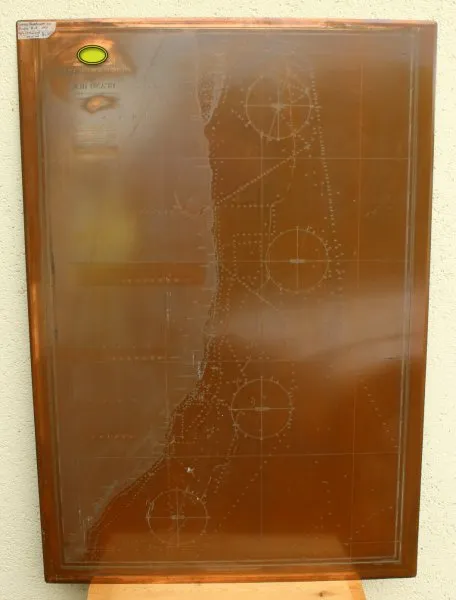 Extremely rare large printing plate for Wehrmacht nautical charts, large fish bay to Guano Huk, Africa 106 x 74 cm