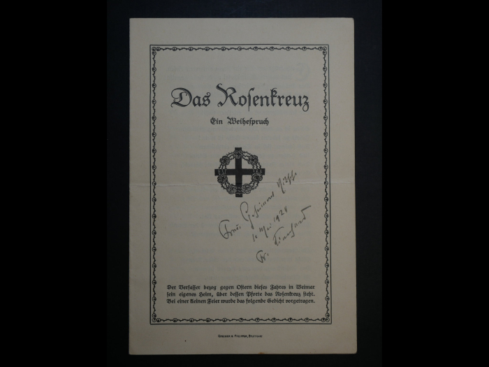 Autograph - Friedrich Lienhard (1865–1929) Schriftsteller und Journalist. Eigenhändige Unterschrift auf ein Heft