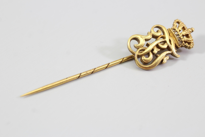 Archduke Franz Ferdinand – 14K Gold Gift Pin/Gift Pin with Monogram FF, Archduke's Crown
