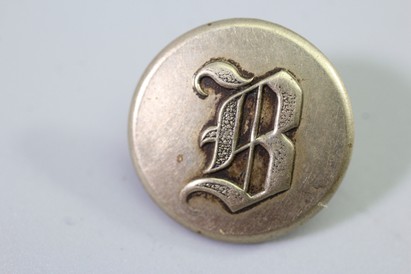 4x original Metall Uniform Knopf Uniformknopf mit Monogramm Buchstabe B, erhaben herausgearbeitet