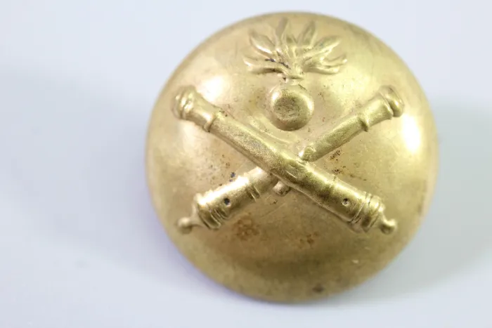 2x Original Metall Uniform Knopf, Uniformknopf für Artillerie