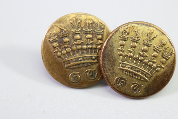 Original Metall Uniform Knopf, Uniformknopf/ Livreekopf mit Krone