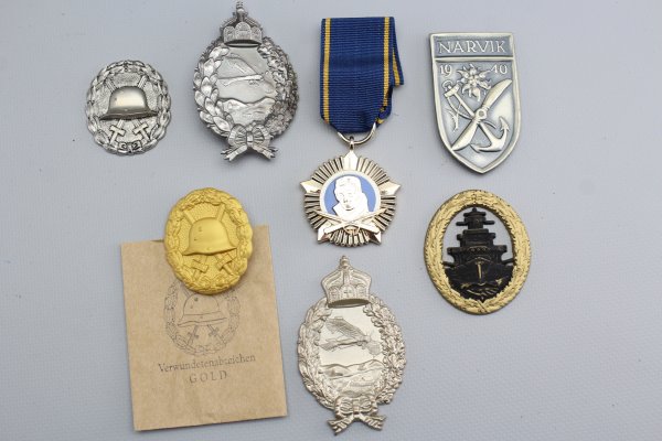 Orden Konvolut VWA Gold mit Tüte, Narvik Schild, Flugzeugführer Abzeichen ww1 etc.