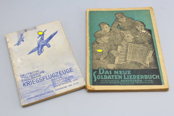 Wehrmacht song book and pocket calendar war planes.